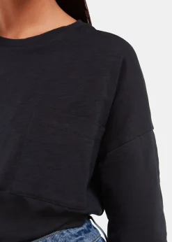 Black Cotton Patch Pocket Top