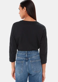 Black Cotton Patch Pocket Top