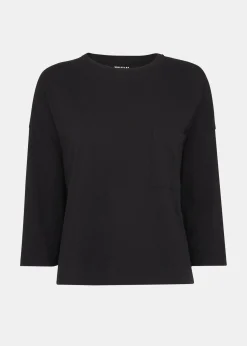 Black Cotton Patch Pocket Top