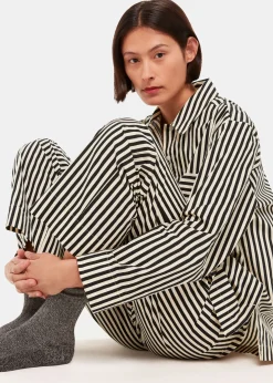 Black Cotton Stripe Pyjama Bottom