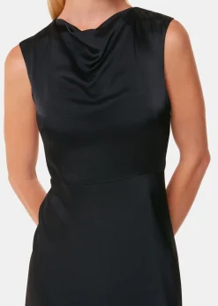Black Cowl Neck Satin Maxi Dress