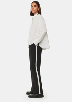 Black Crepe Side Stripe Trouser