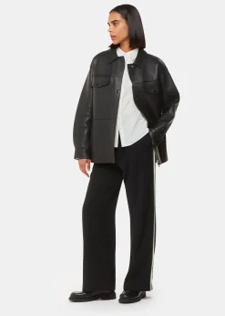 Black Crepe Side Stripe Trouser