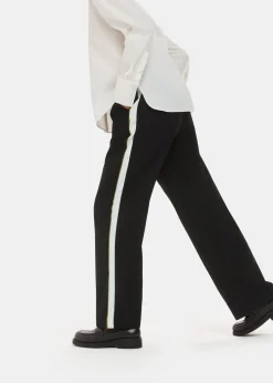 Black Crepe Side Stripe Trouser