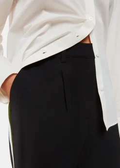 Black Crepe Side Stripe Trouser