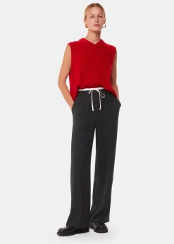 Black Crepe Waistband Detail Trouser