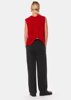 Black Crepe Waistband Detail Trouser