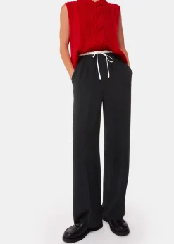 Black Crepe Waistband Detail Trouser
