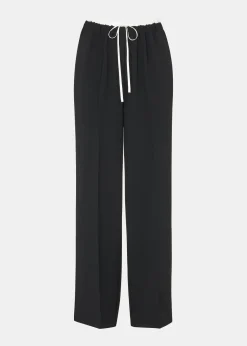 Black Crepe Waistband Detail Trouser