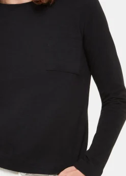 Black Crew Neck Pocket Top