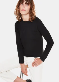 Black Crew Neck Pocket Top