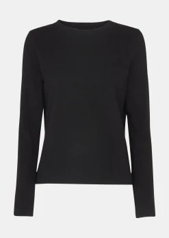 Black Crew Neck Pocket Top