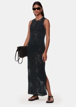 Black Crochet Circle Maxi Dress