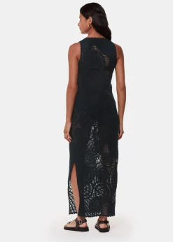 Black Crochet Circle Maxi Dress