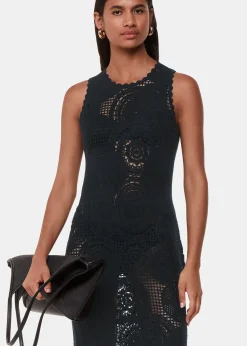 Black Crochet Circle Maxi Dress