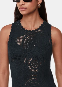 Black Crochet Circle Maxi Dress