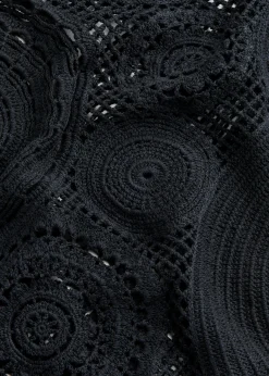 Black Crochet Circle Maxi Dress