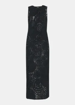 Black Crochet Circle Maxi Dress