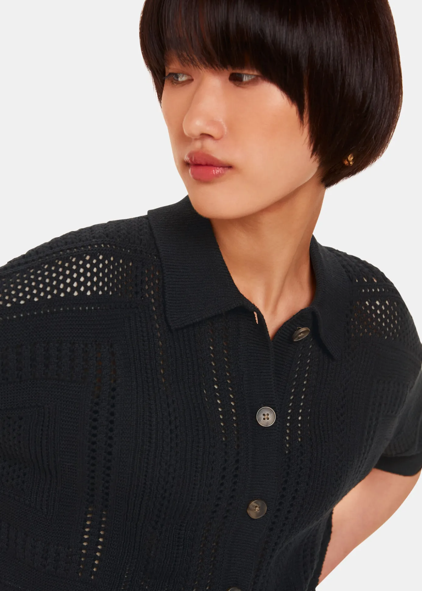 Black Crochet Knitted Shirt
