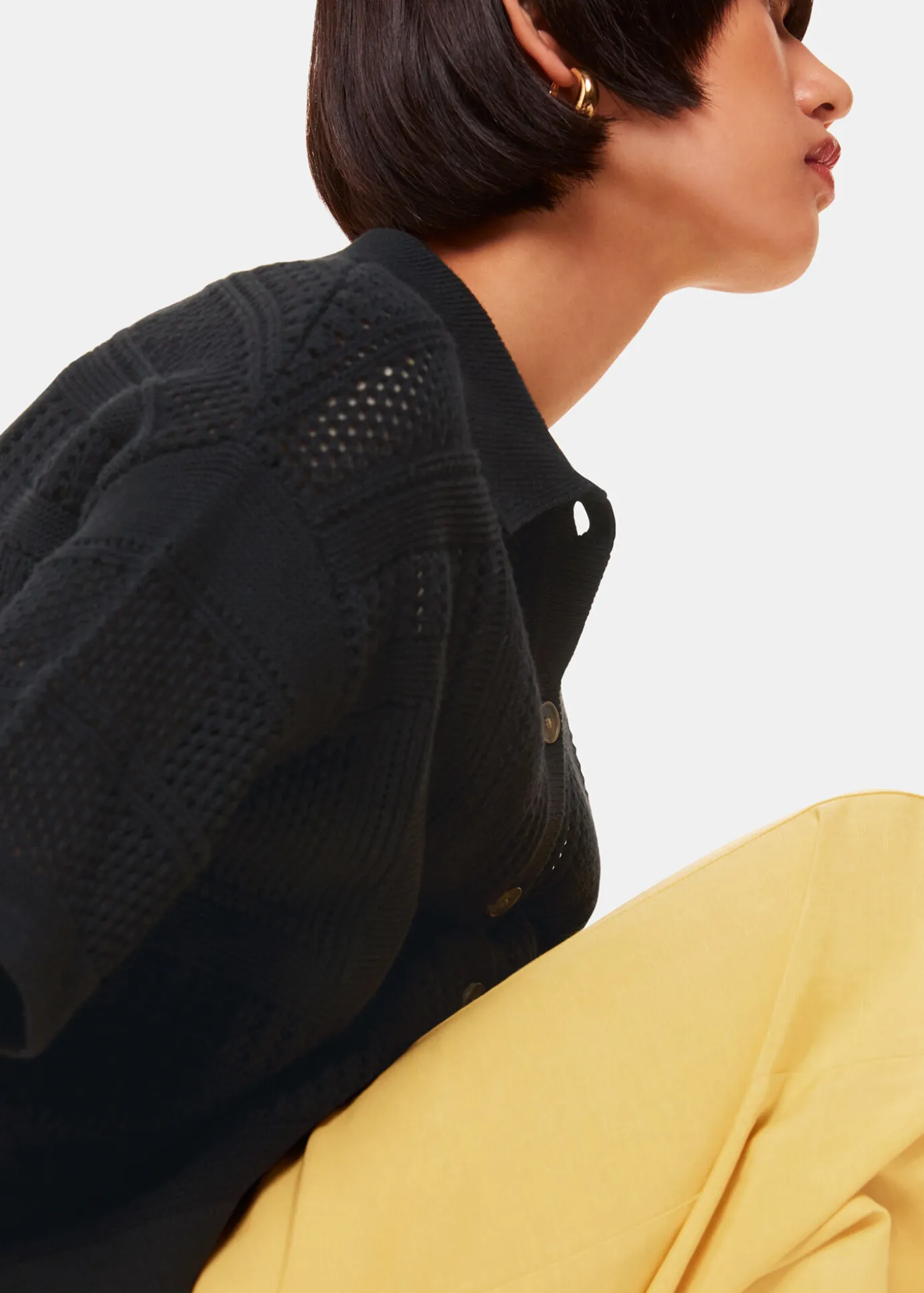 Black Crochet Knitted Shirt