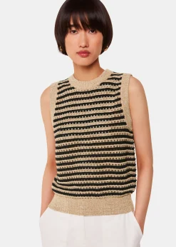 Black Crochet Stripe Tank