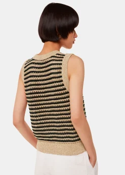 Black Crochet Stripe Tank