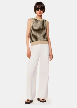 Black Crochet Stripe Tank