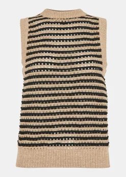 Black Crochet Stripe Tank