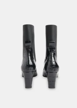Black Darla Croc Heeled Boot