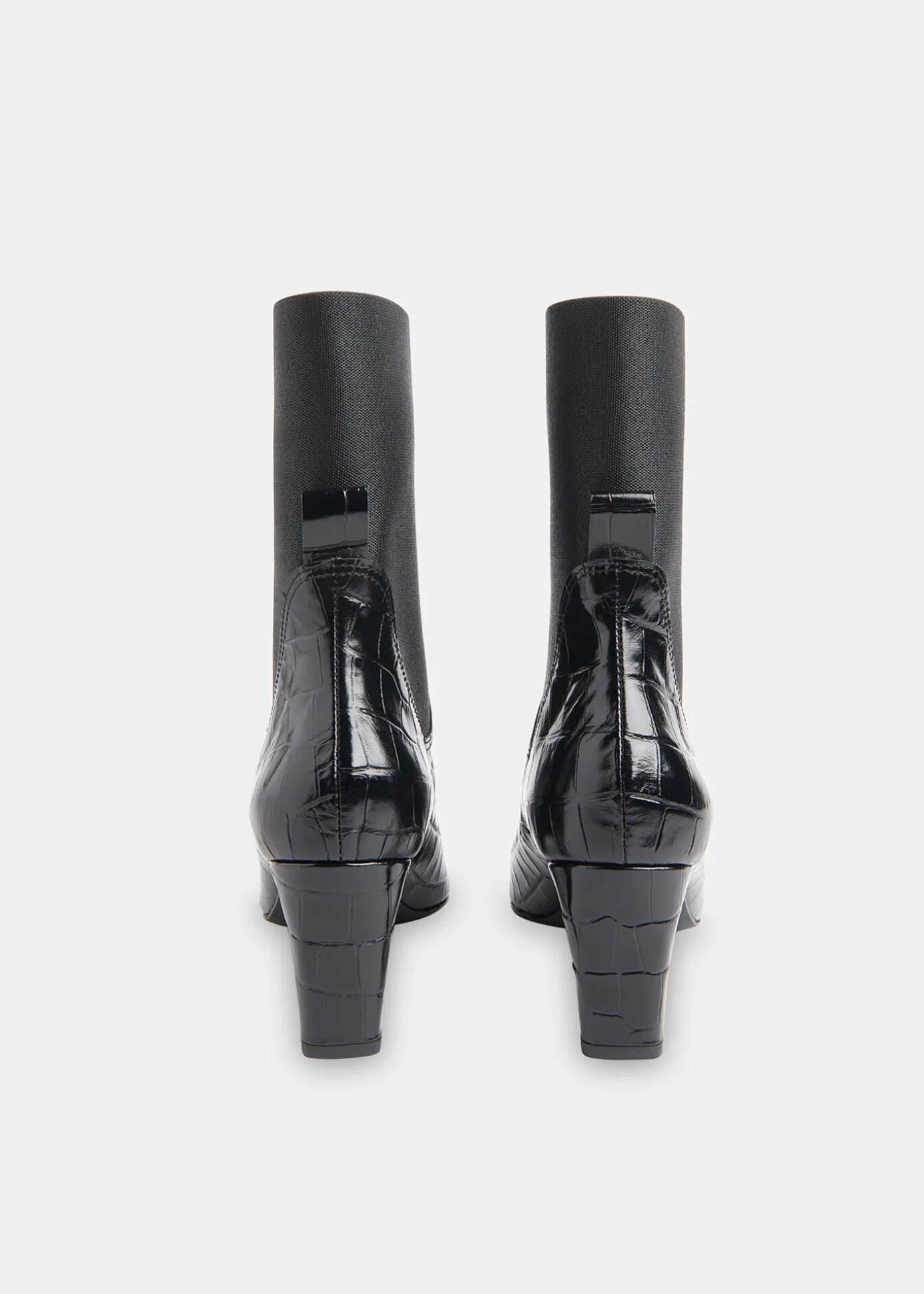 Black Darla Croc Heeled Boot