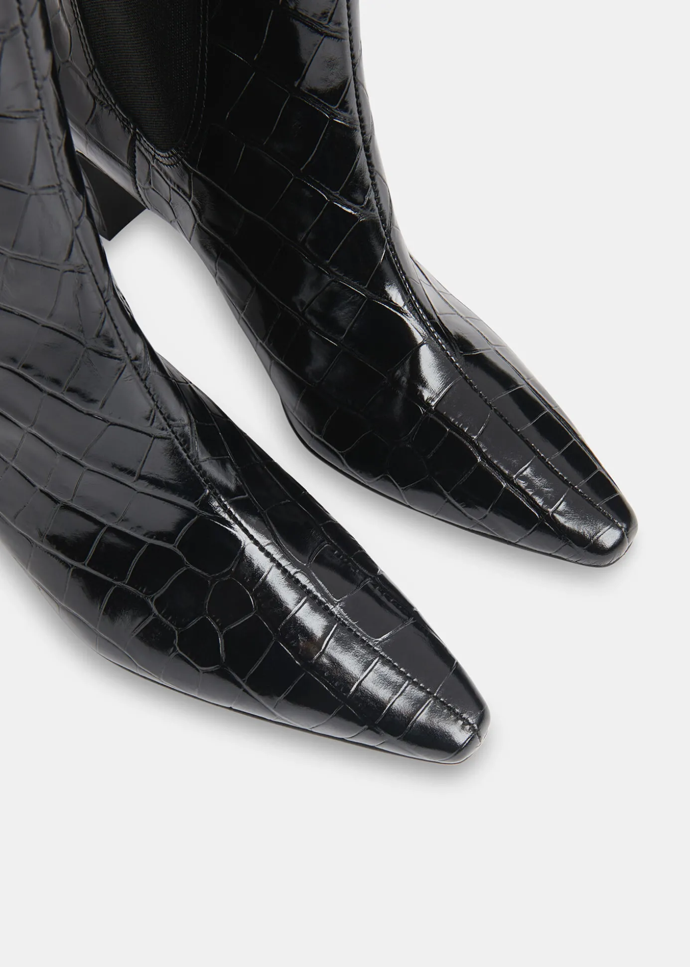 Black Darla Croc Heeled Boot