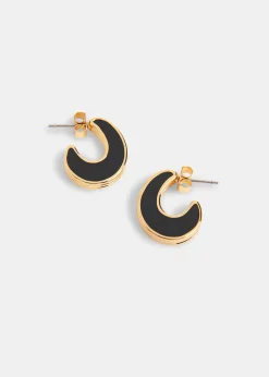 Black Double Enamel Earring