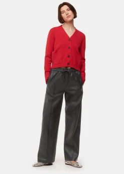 Black Elasticated  Leather Trouser