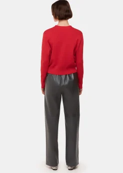 Black Elasticated Leather Trouser