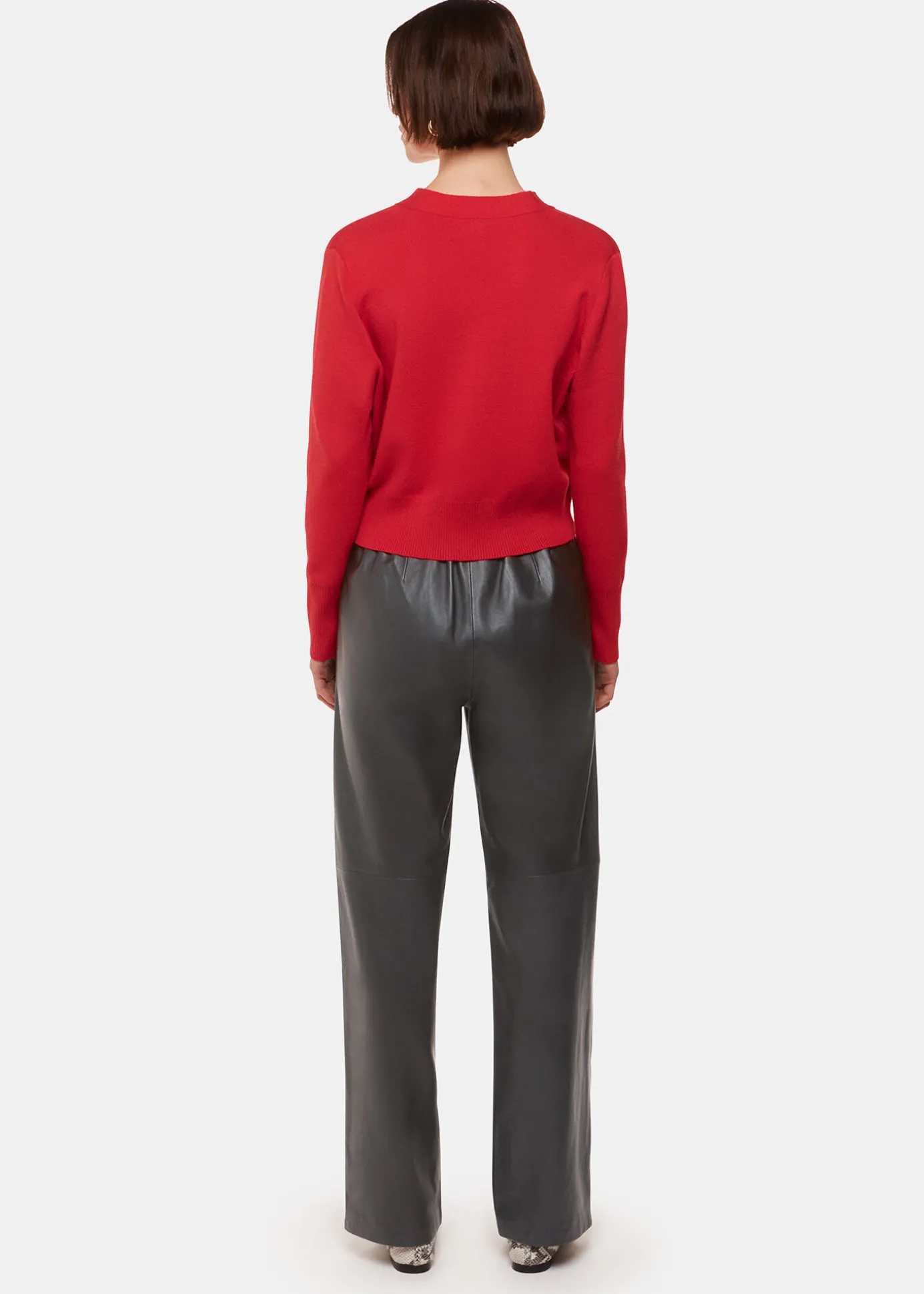 Black Elasticated Leather Trouser