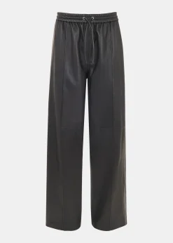 Black Elasticated Leather Trouser