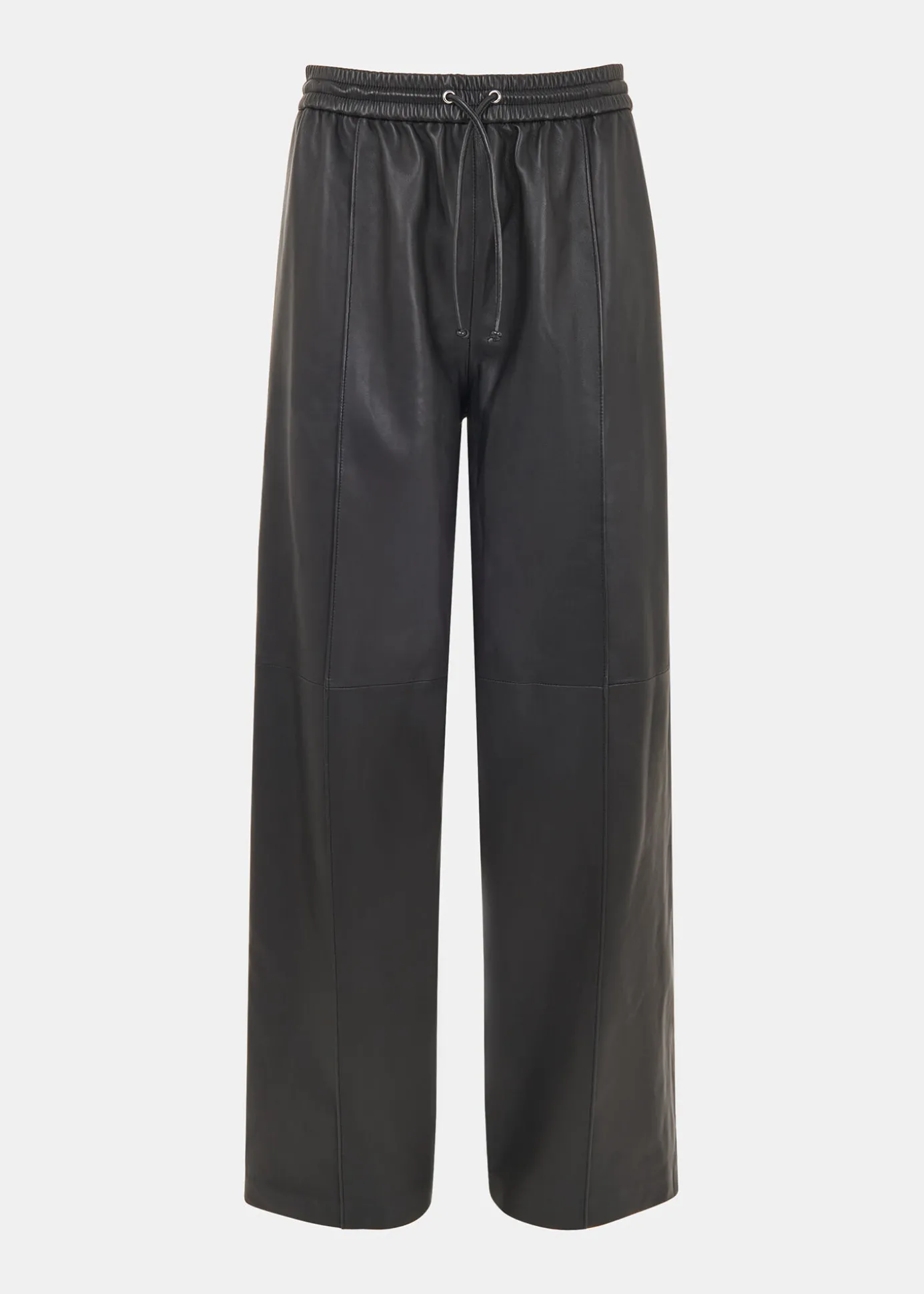 Black Elasticated Leather Trouser