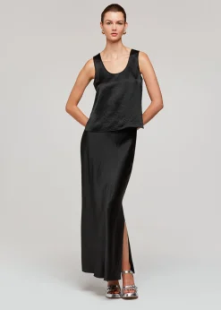 Black Ella Bias Cut Skirt