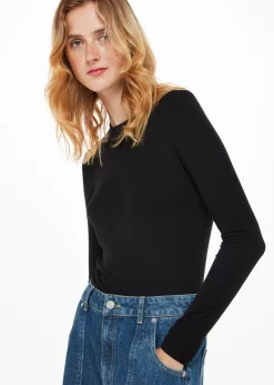 Black Essential Ribbed Crew