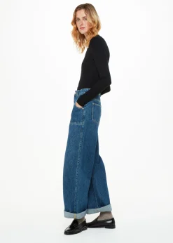 Black Essential Ribbed Crew