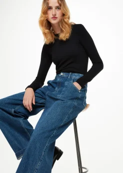 Black Essential Ribbed Crew