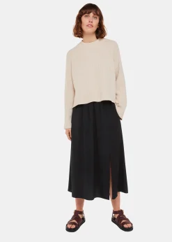 Black Eva Elasticated Waist Skirt