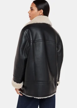 Black Faux Fur Aviator