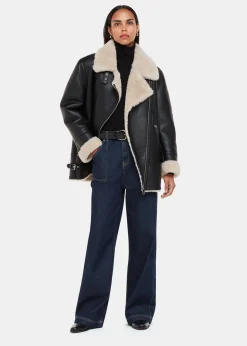 Black Faux Fur Aviator