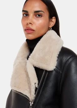 Black Faux Fur Aviator