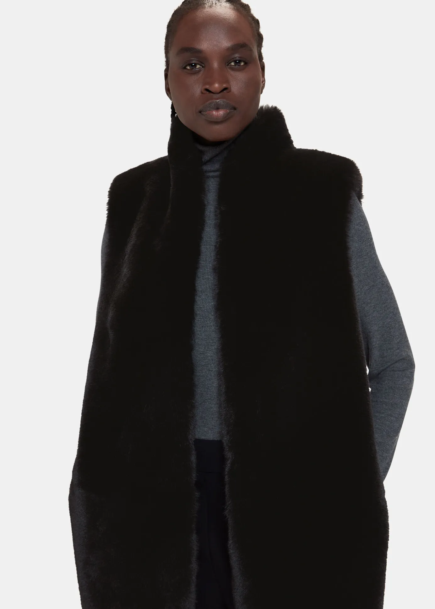 Black Faux Fur Gilet