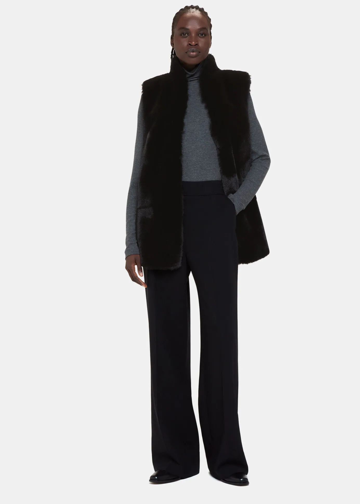 Black Faux Fur Gilet