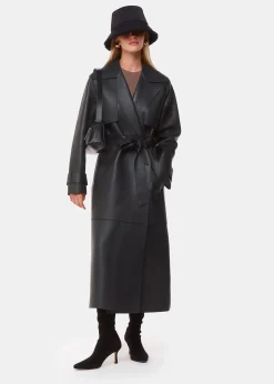 Black Faye Clean Bonded Trench Coat