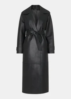 Black Faye Clean Bonded Trench Coat