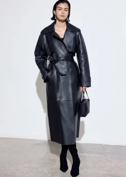 Black Faye Clean Bonded Trench Coat